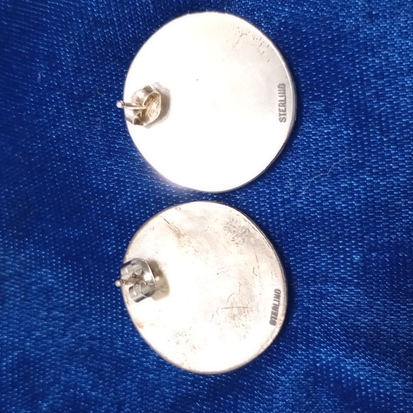 Vintage Native Style Mask Headdress Kachina Sterling Silver Post Earrings 1990's - Picture 3 of 9